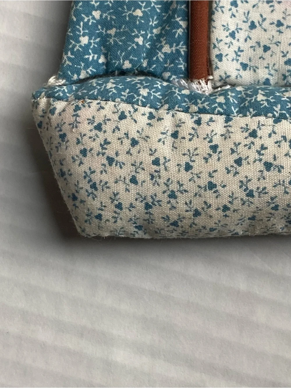Vintage Sailboat Xmas Ornament Handmade Chintz Fabric Blue Sail Boat Beach Ocean
